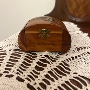 Handcrafted Wooden Keepsake Box with Floral Accent